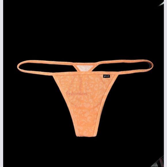 Victorias Secret Pink Soft Cotton Ribbed V String panty Light orange XXL - Picture 2 of 3